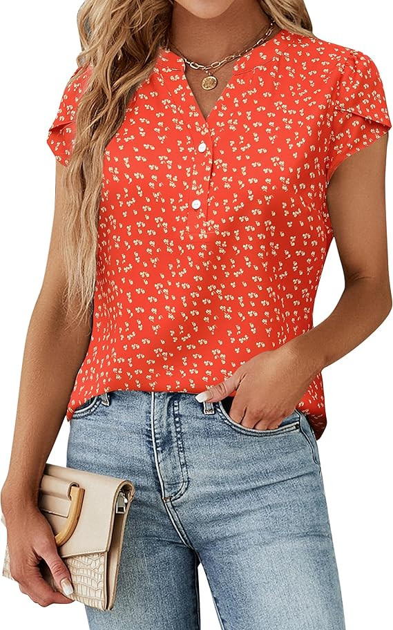 Blooming Jelly Women's Dressy Casual Tops Business Work Blouses White Button Down Shirts Cap Slee... | Amazon (US)
