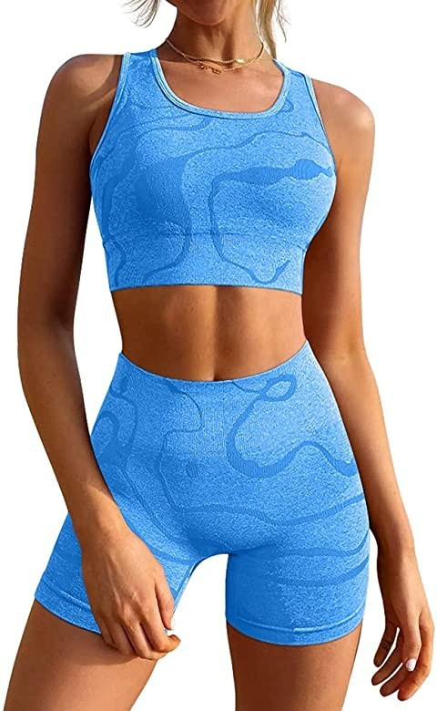 Amazon.com: GXIN Women's Workout 2 Piece Outfits High Waist Running Shorts Seamless Gym Yoga Spor... | Amazon (US)
