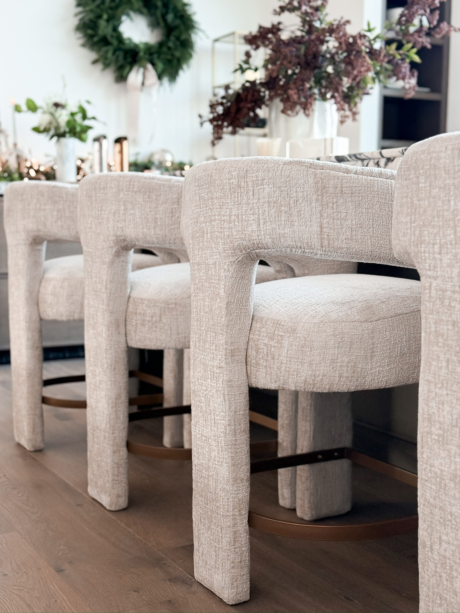 ELEVATED COUNTER STOOLS WITH SOFT NEUTRAL UPHOLSTERY! These counter stools bring a sculptural, high-end feel to the kitchen while still being comfortable enough for everyday use. The soft neutral fabric keeps the space light and timeless, while the structured silhouette and subtle metal footrest add a refined, designer look. Perfect for creating a kitchen that feels polished, warm, and intentionally styled.

#Amazon #TheHillaryStyle #AmazonHome #KitchenInspo #CounterStools #NeutralHome #ModernOrganicDecor #DesignerLookForLess #ElevatedBasics #HomeStyling 

 #LTKmomlife #LTKOver40 #LTKHome