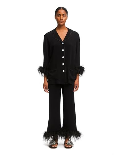 Sleeper Women's Party Pajamas Set with Detachable Feathers (US, Alpha, Medium, Regular, Regular, Black) | Amazon (US)