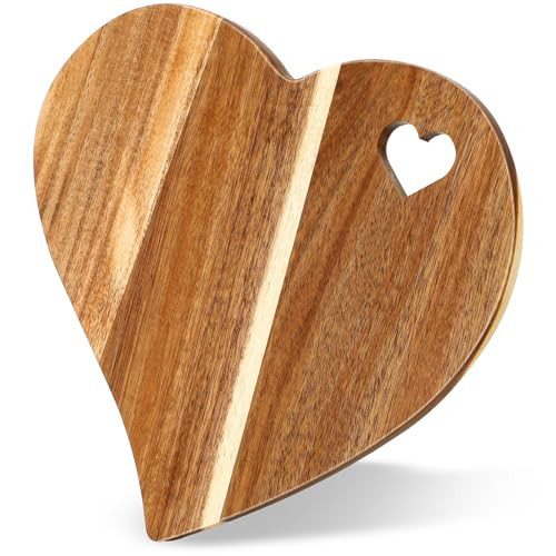 Patelai Heart Shaped Cutting Board Valentine's Day Gifts Acacia Wood Bread Cheese Serving Platter Serving Charcuterie Board for Meat Cheese and Vegetables Women Gifts(Fresh Style) | Amazon (US)