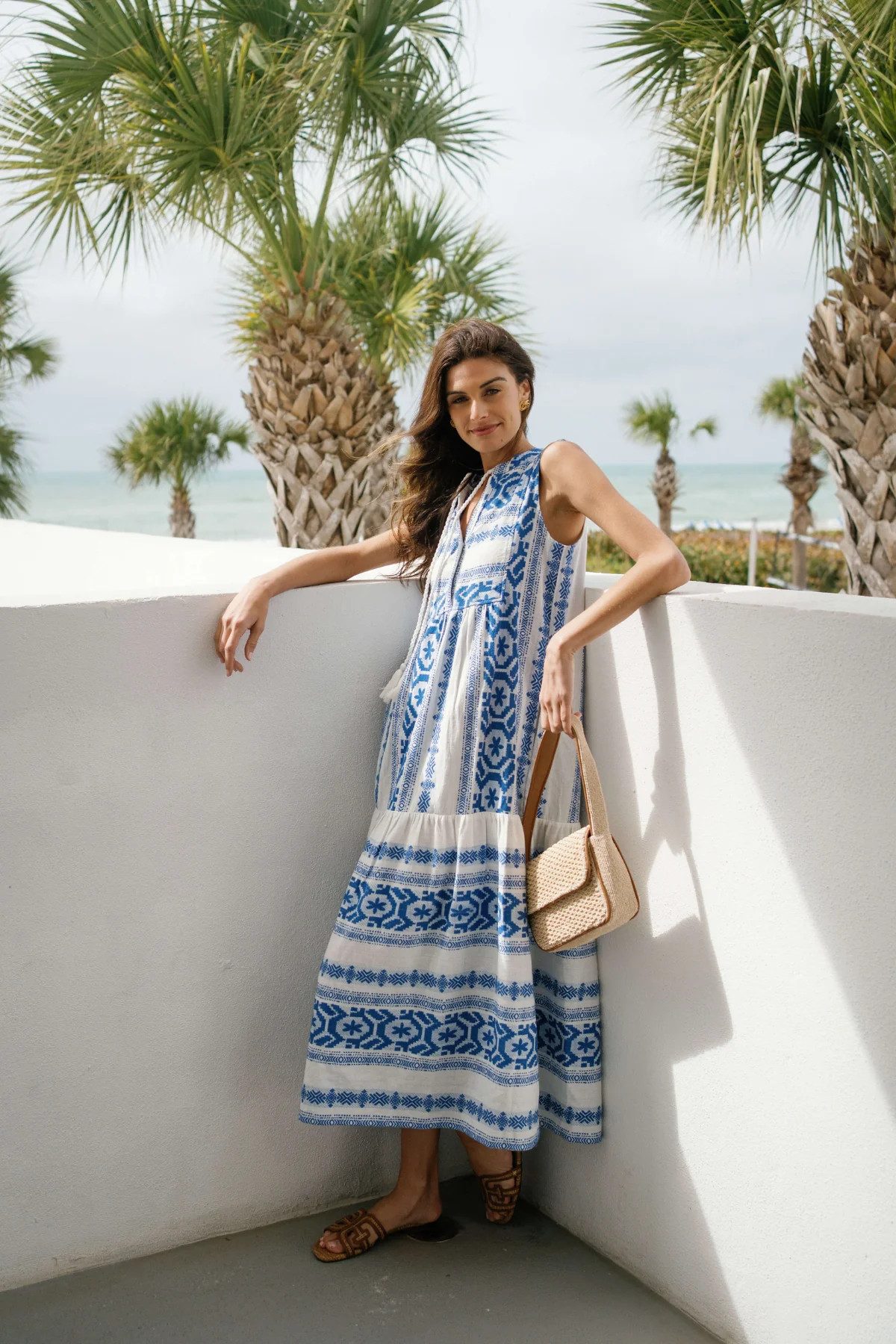 Elan Embroidered Tiered Maxi Dress | Social Threads