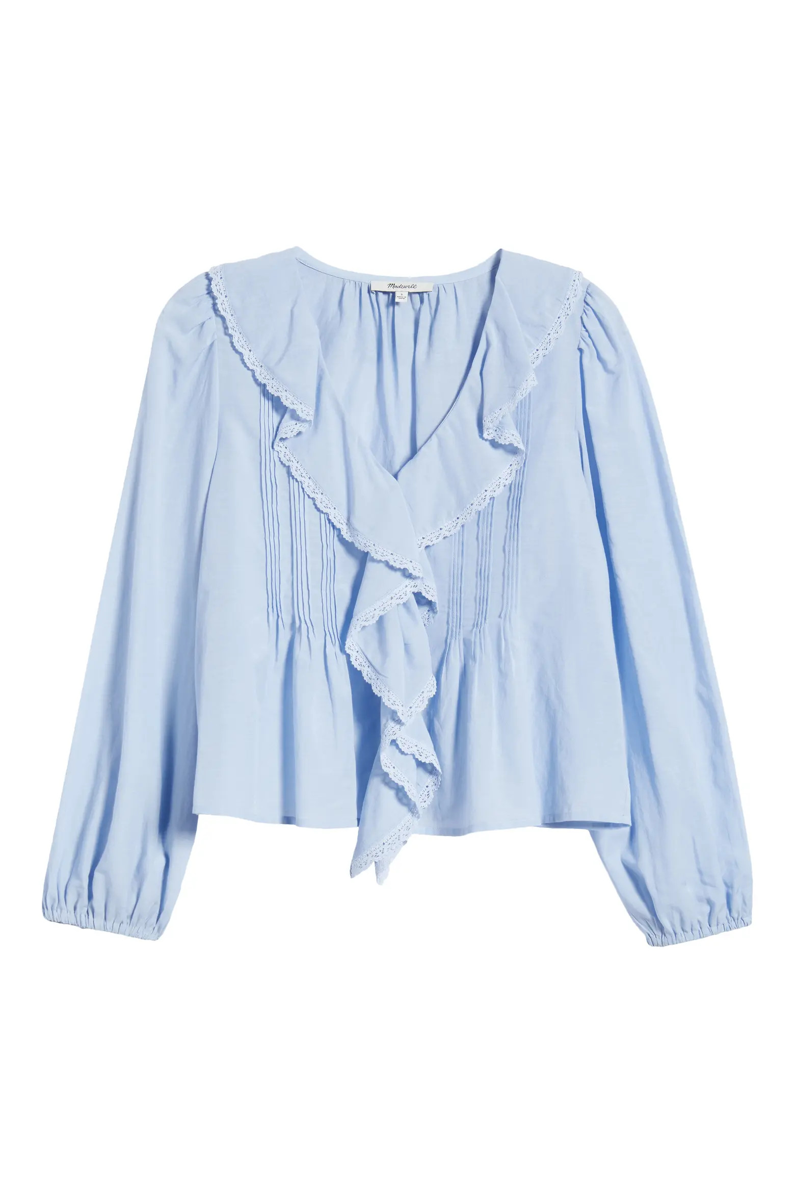Lace Insert Ruffled Pintuck Long Sleeve Top (Women) | Nordstrom | Nordstrom