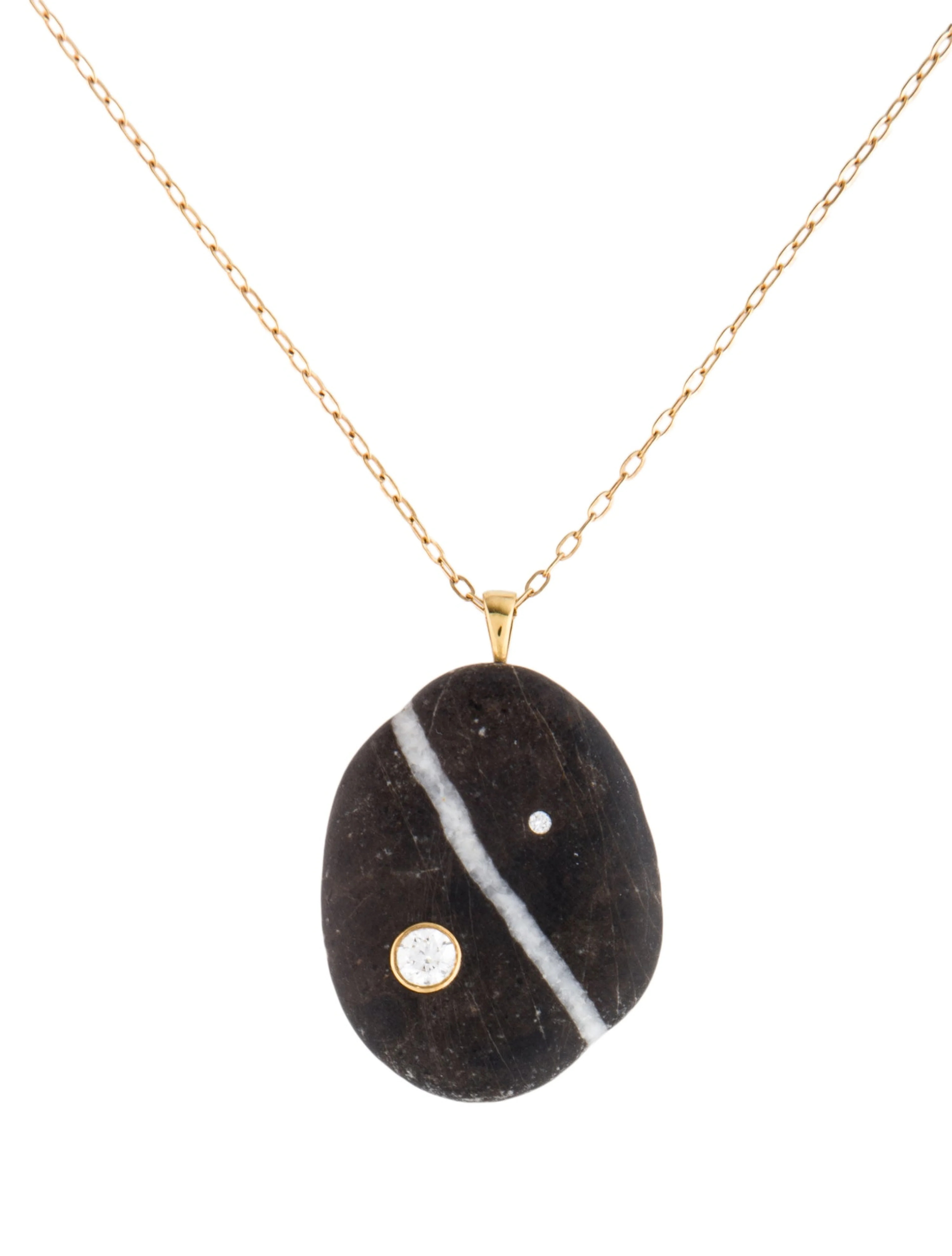 18K Stone & Diamond Pendant Necklace | The RealReal