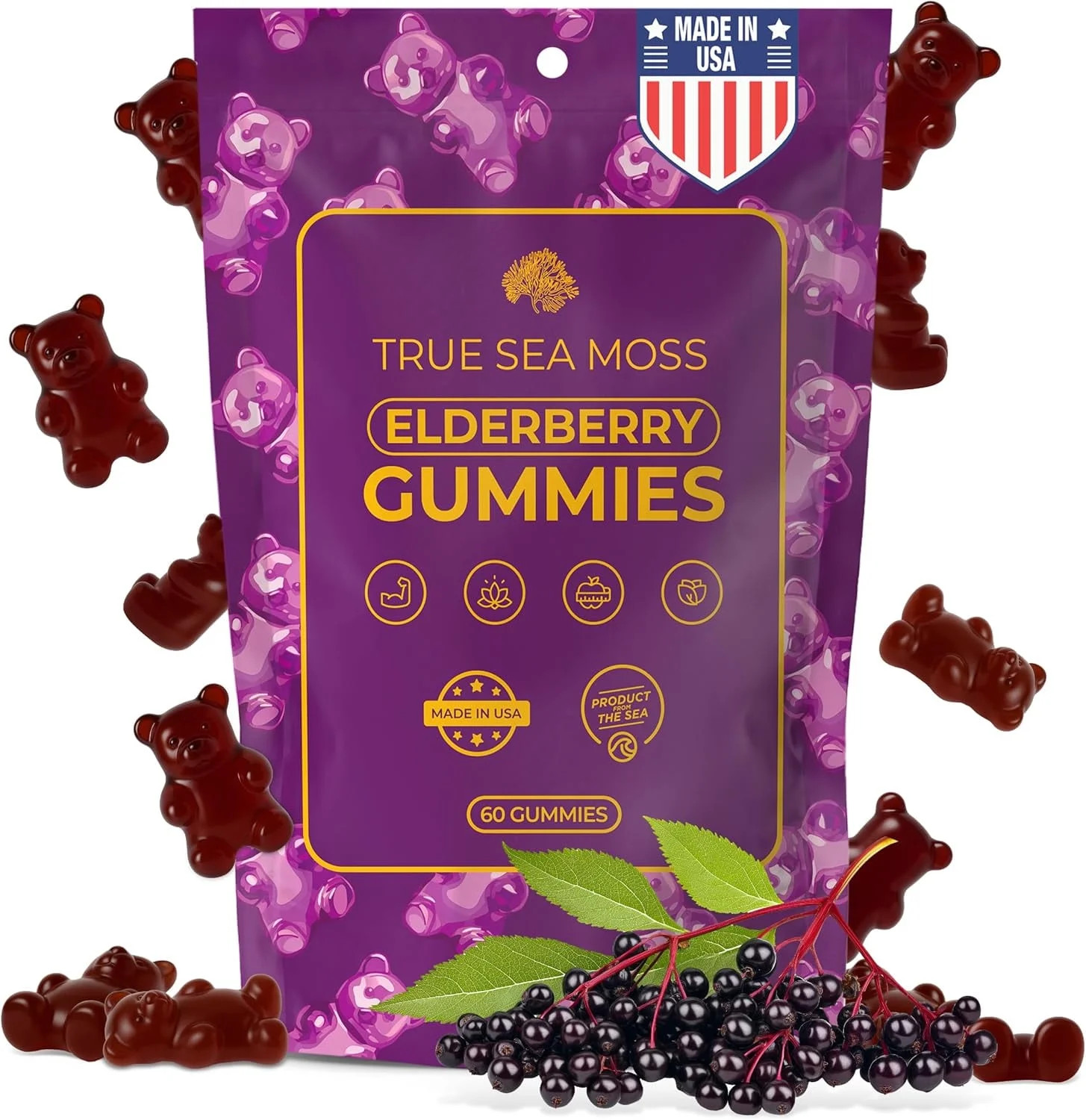 TrueSeaMoss Sea Moss Elderberry Gummies – Immune Support, Energy Boost, Skin & Hair Health, Det... | Walmart (US)