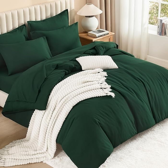 Litanika King Comforter Set with Sheets - 7 Pieces Solid Bed in a Bag | Amazon (US)