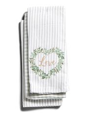 Set Of 3 Eucalyptus Heart Kitchen Towels | TJ Maxx