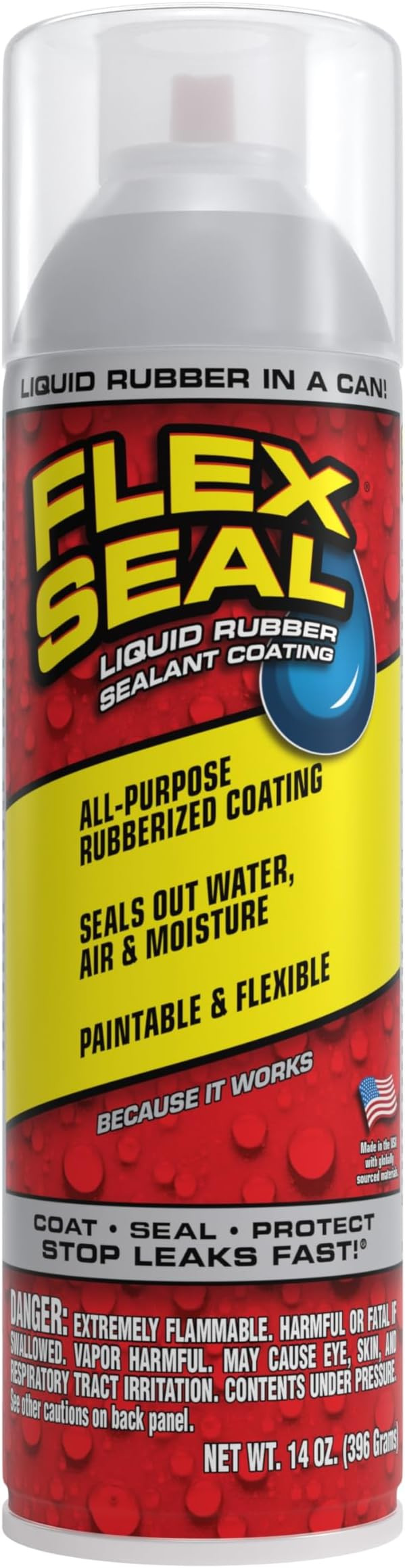 Flex Seal, 14 oz, Clear, Stop Leaks Instantly, Transparent Waterproof Rubber Spray On Sealant Coa... | Amazon (US)