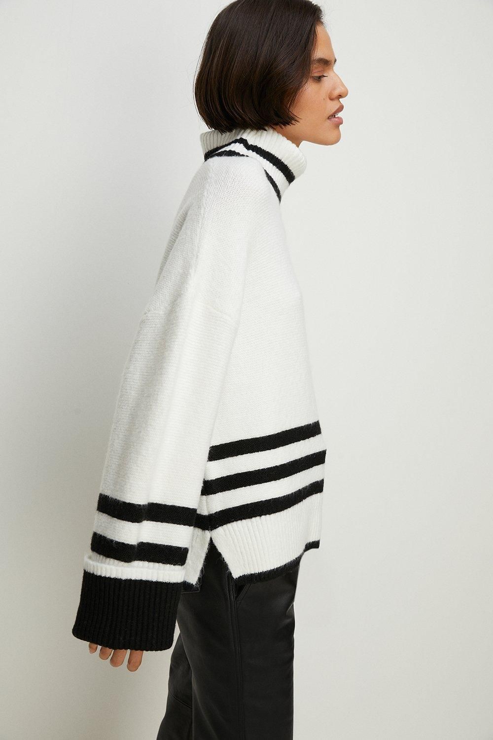 Oversized Roll Neck Stripe Jumper | Oasis UK & IE