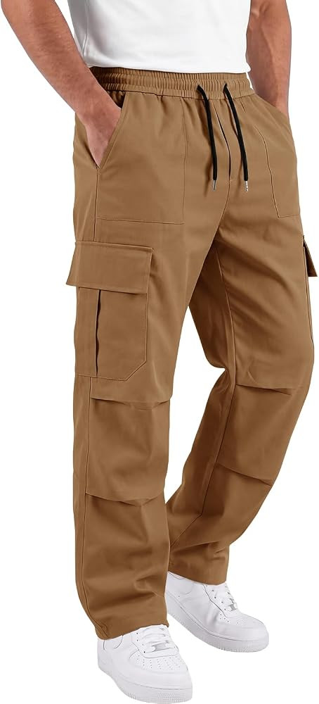 Runcati Mens Casual Cargo Pants Workout Joggers Drawstring Sweatpants | Amazon (US)