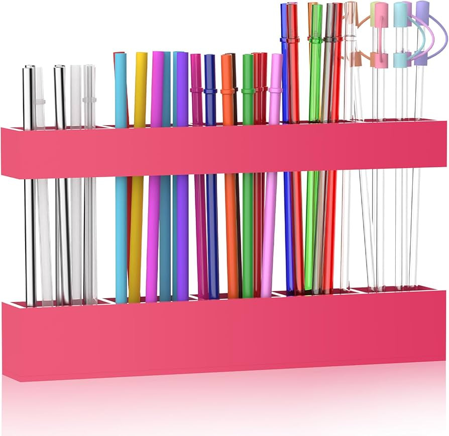 9.5\u201d Large Acrylic Straw Holder for Cabinet Door, Reusable Adjustable Two-Part Straws Organi... | Amazon (US)
