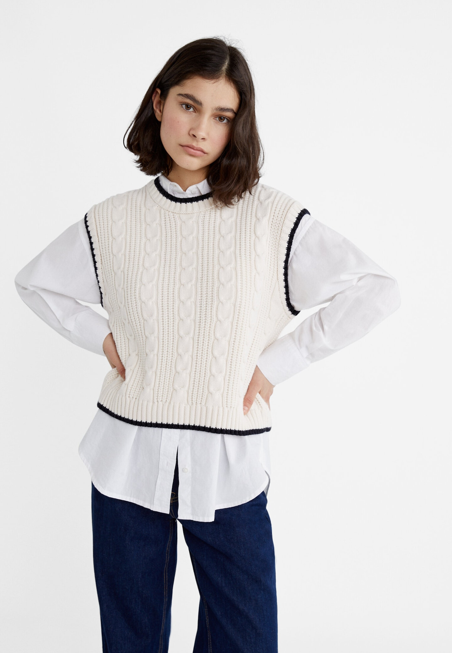 Cable-knit vest | Stradivarius (UK)