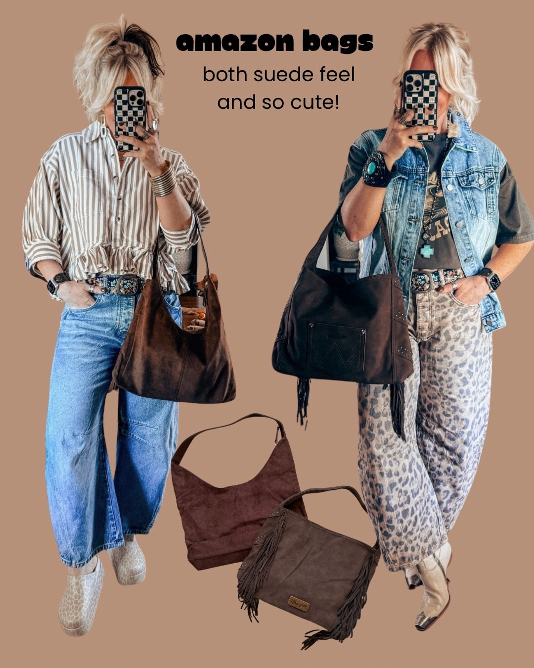 Juts recently got these bags for fall/winter and they are both so GOOD! They are both suede like feel and the fringe one has a cute boho western look  

#LTKOver40 #LTKFindsUnder100 #LTKStyleTip