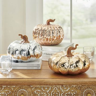 High Shine Metallic Pumpkins | Grandin Road | Grandin Road