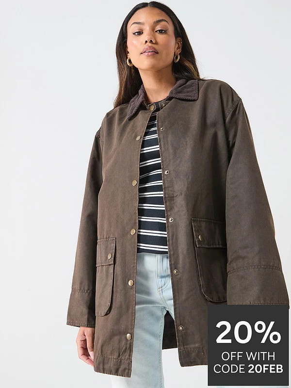 JDY Ruby Coated Jacket - Brown | Very (UK)