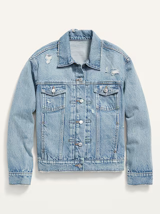 Distressed Classic Jean Jacket for Women | Old Navy (US)