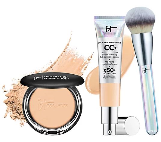IT Cosmetics CC Cream Celebration Foundation and Brush | QVC