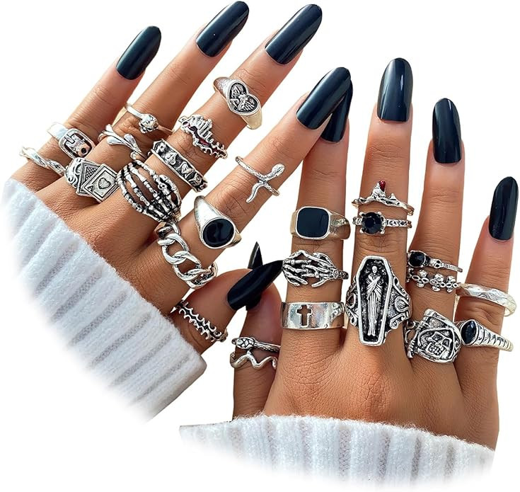 IFKM 15-63 PCS Vintage Silver Knuckle Rings Set for Women Teen Girl, Stackable Joint Finger State... | Amazon (US)