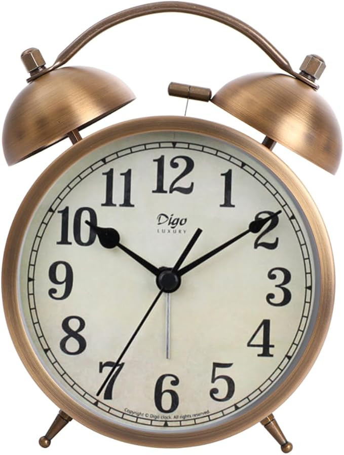 Garneck Retro Alarm Clock Creative Clock Table Metal Clock Table Clock Vintage Product Desk Clock | Amazon (US)