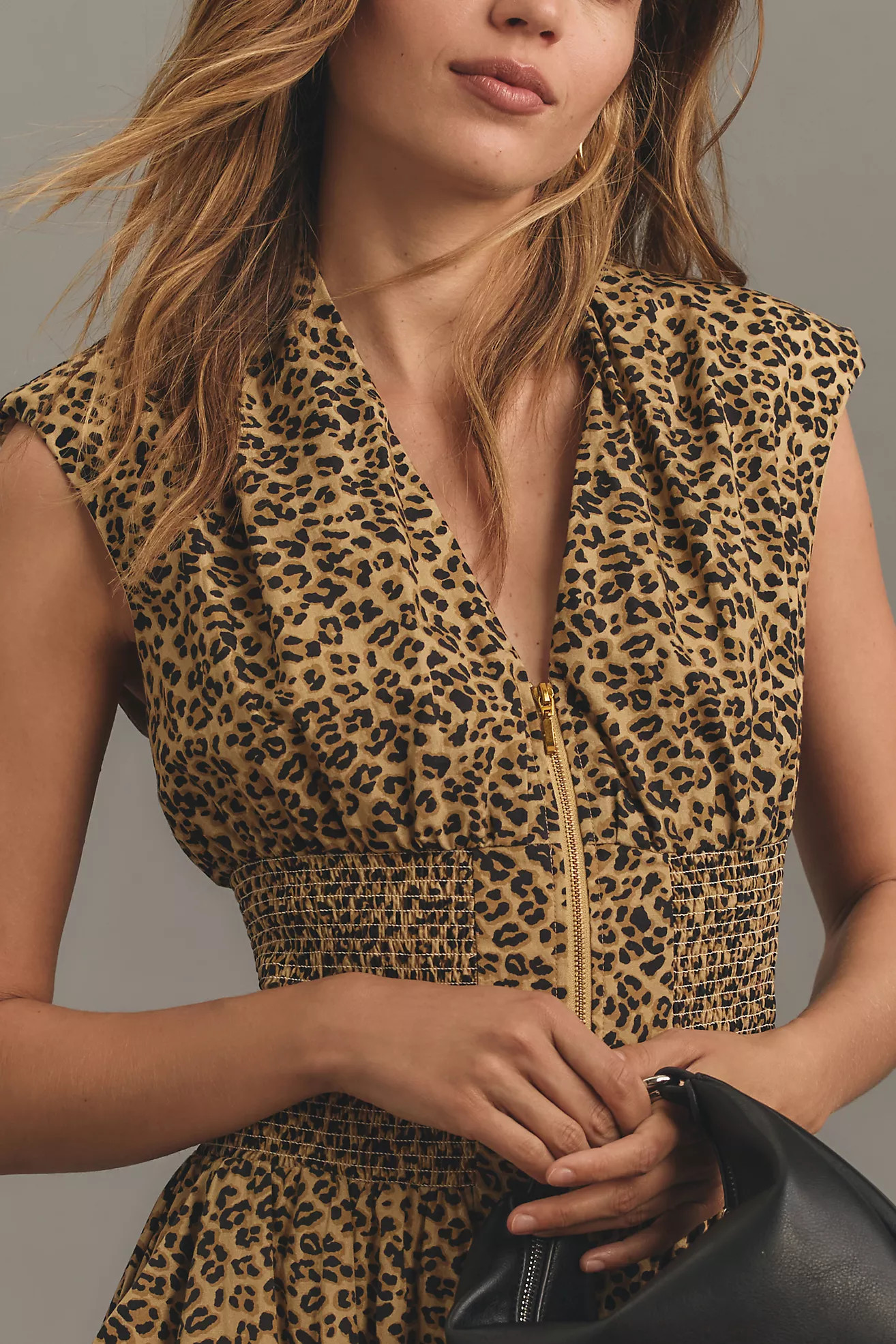 The Tommie Cap-Sleeve Smocked Front-Zip Shirt Dress | Anthropologie (US)