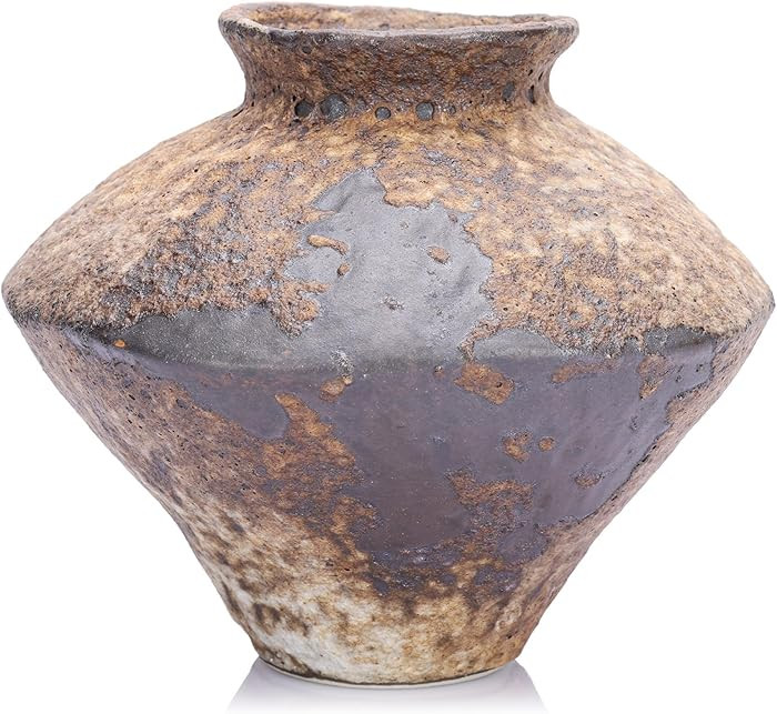 Small Stone Vase for Rustic Home Decor, Farmhouse Antique Pottery Vase Furniture&Table Flower Dec... | Amazon (US)