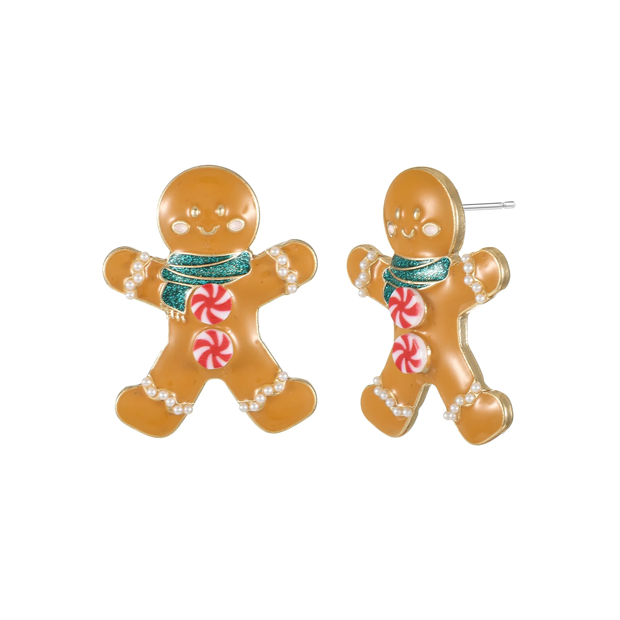 Holiday Time Gingerbread Motif Earrings, 1 Pair | Walmart (US)