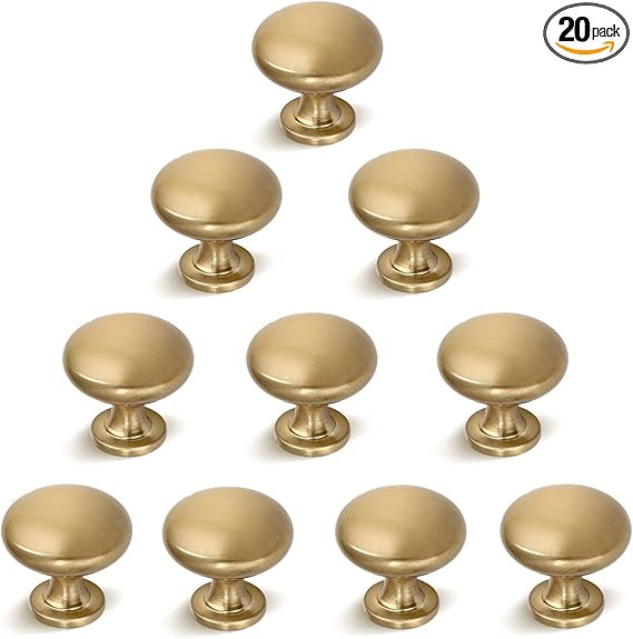 Brass Cabinet Knobs and Pulls Solid,Aged Gold Round Knob,Champagne Bronze Cabinet Knobs,1-1/5 Dia... | Amazon (US)