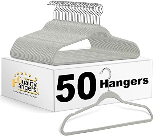 Quality Hangers Clothes Hangers 50 Pack - Non-Velvet Plastic Hangers for Clothes -Heavy Duty Coat... | Amazon (US)
