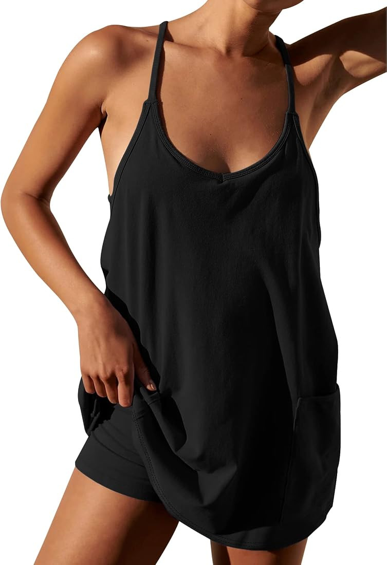 Ebifin Women's Summer Mini Dress Casual Workout Tennis Dress with Shorts Sleeveless Althletic Dresse | Amazon (US)