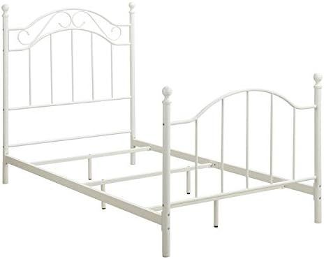 Bowery Hill Transitional Metal Twin Size Metal Bed in White Powder | Amazon (US)