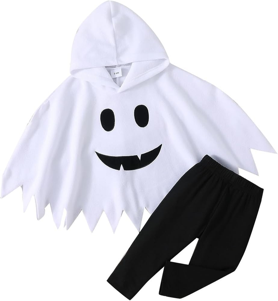 Noubeau Toddler Baby Boys Girls Halloween Costume Ghost Cloak Hooded Top Black Pants Boo Spooky G... | Amazon (US)