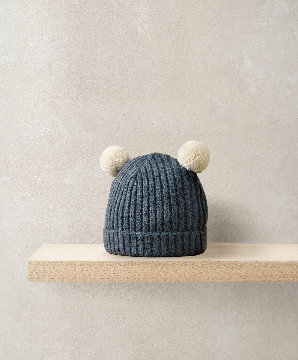 Rib Knit Hat with Pom Poms - Blue | Mamas & Papas