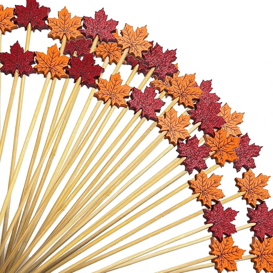 100pcs Maple Leaf Fall Cocktail Picks, Fall Toothpicks for Appetizers | Amazon (US)