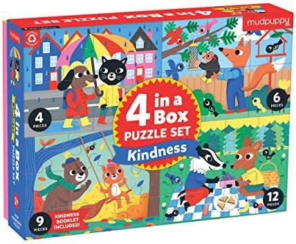 Mudpuppy Kindness 4-in-a-Box Puzzle Set – Includes 4 Progressive Jigsaw Puzzles for Kids with 4... | Amazon (US)