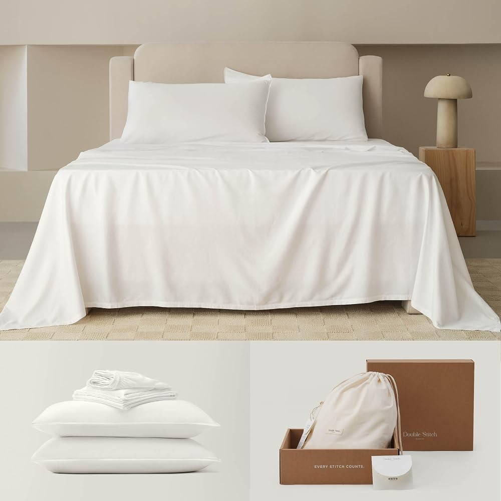 Double Stitch by Bedsure Cotton Tencel Sheet Set - Good Housekeeping Award Winner, King Sheet Set... | Amazon (US)