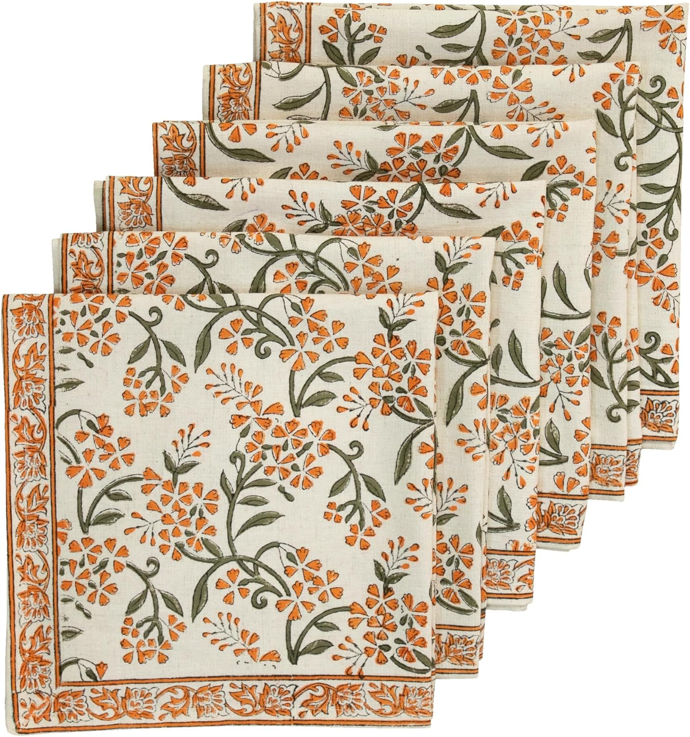 Handblock Print Patterned Cotton Cloth Napkins Set of 6, Washable, Reusable Napkins for Cocktail Parties, Home, Restaurant, Hotel, Event & Everyday Lunch, Dinner, 18" x 18" | Amazon (US)