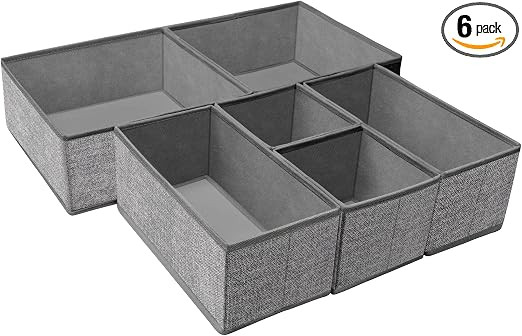 Criusia Foldable Underwear Drawer Organizer, Closet Dividers, Storage Box for Clothes, Socks (6 B... | Amazon (US)
