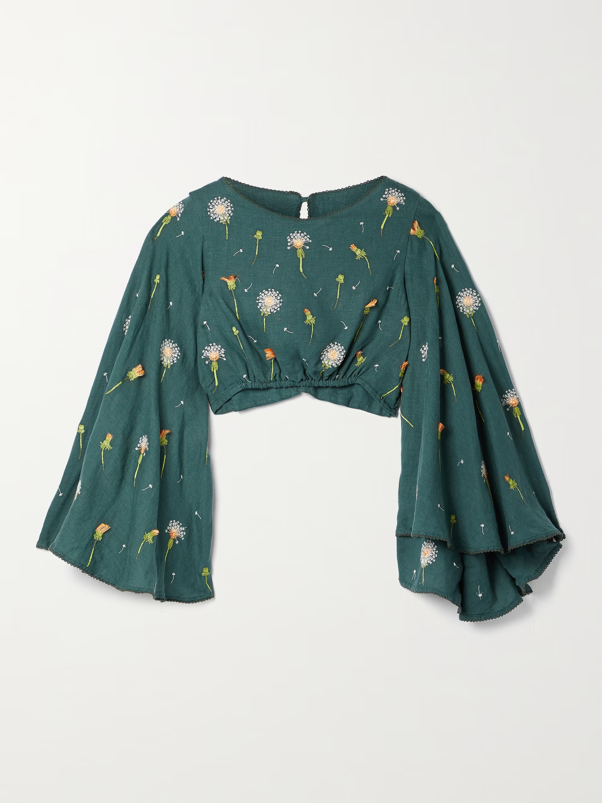 + NET SUSTAIN Sauce cropped embroidered linen top | NET-A-PORTER (US)