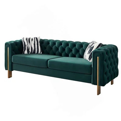 84.25''W Couch, Chesterfield Modern Tufted Velvet Living Room Sofa | Wayfair North America