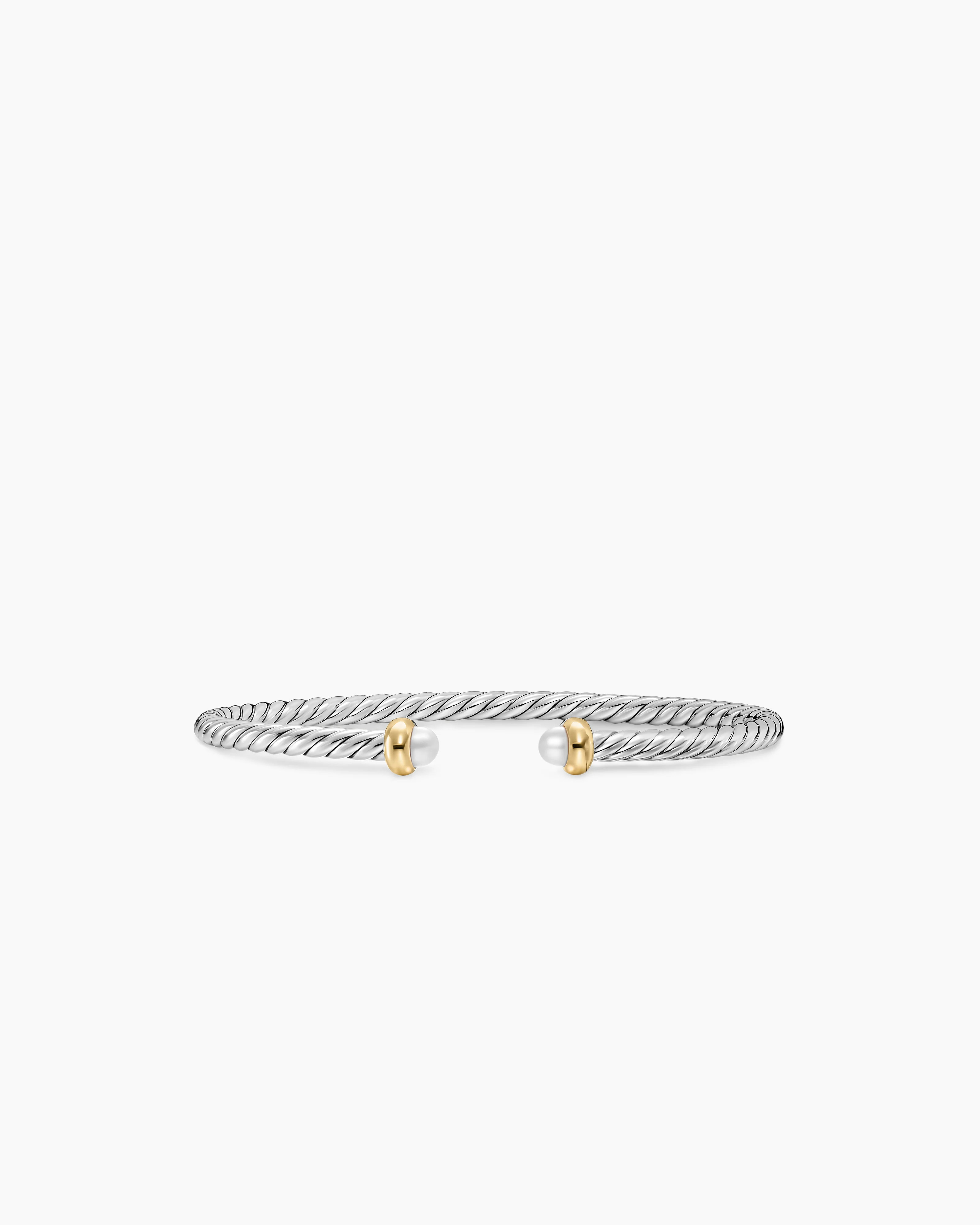 David Yurman | Micro Cable Flex® Teen Bracelet in Sterling Silver with 14K Yellow Gold and Pearl... | David Yurman