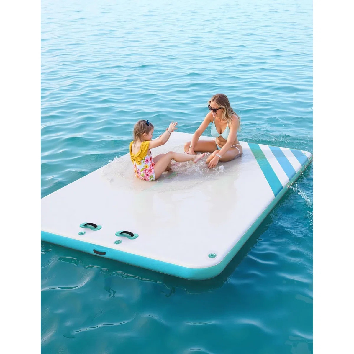 Inflatable Floating Dock Air Dock Platform Floating Island Raft with Rope Ladder Non-Slip Surface... | Wayfair North America