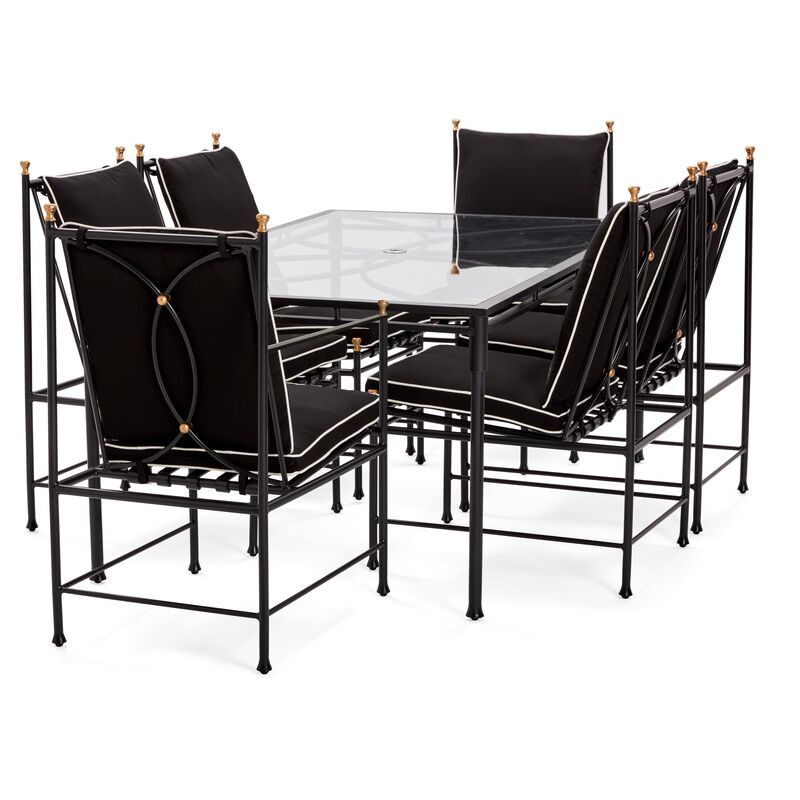 Frances 7-Pc Dining Set, Black/White | One Kings Lane