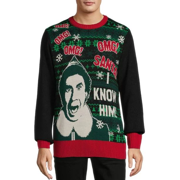 Elf Men's Buddy Christmas Sweater with Long Sleeves - Walmart.com | Walmart (US)