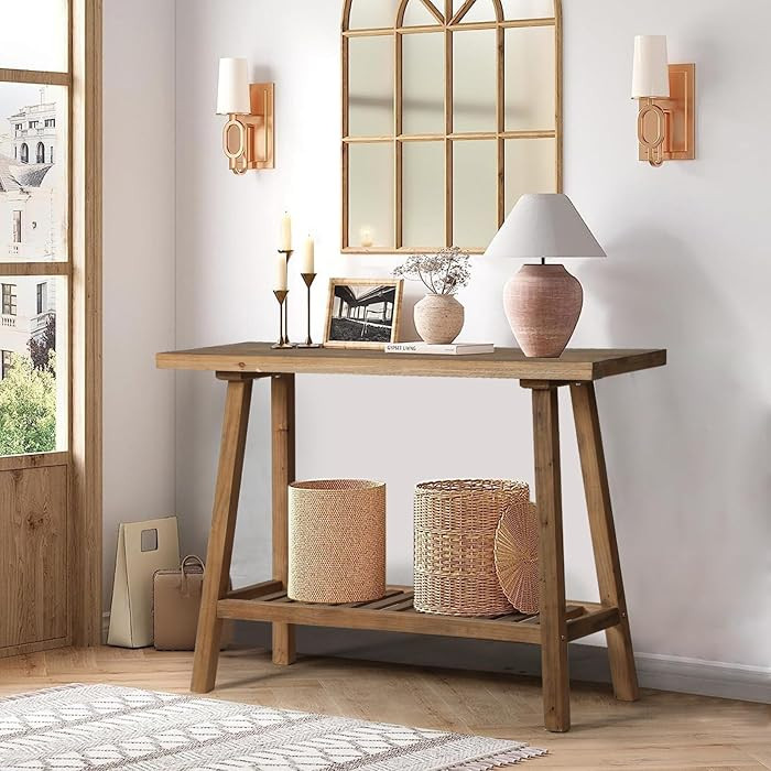 Reclaimed Solid Wood Console Table, 43.3" Farmhouse Entryway Table, Narrow Couch Tables Behind So... | Amazon (CA)