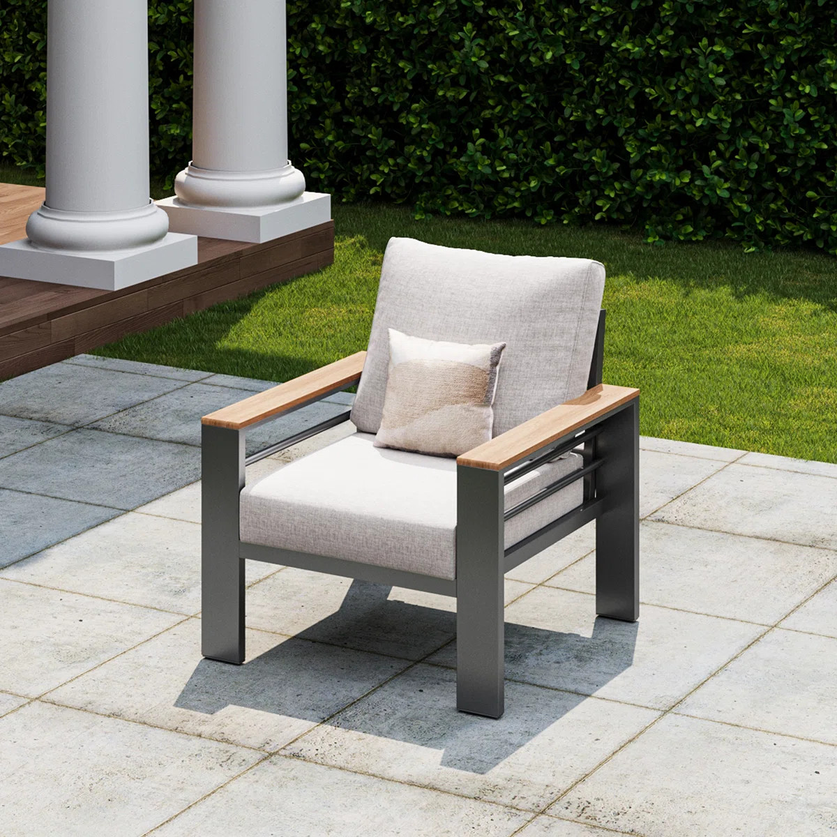 30.7'' Modern Outdoor 2-Piece Single Aluminum Chair Set | Wayfair North America