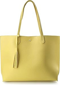 Minimalist Clean Cut Pebbled Faux Leather Tote Womens Shoulder Handbag | Amazon (US)