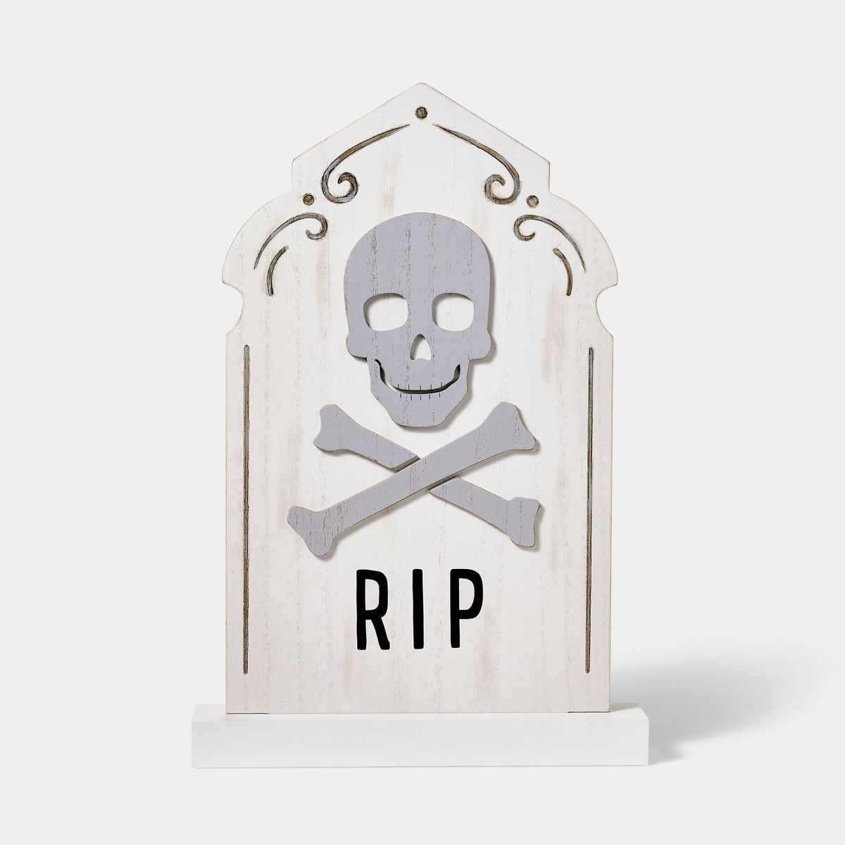 Wood RIP Skull and Bones Halloween Decorative Tombstone - Hyde & EEK! Boutique™ | Target