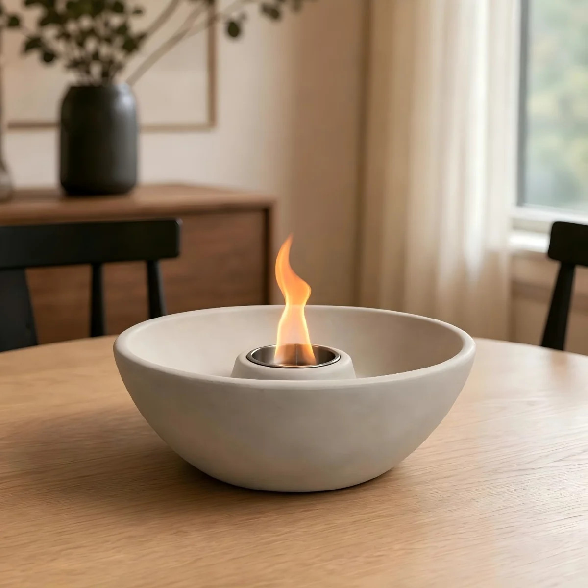 Tabletop Bioethanol Fire Pit Bowl, Ventless Concrete Indoor Table Fireplace, Smokeless Portable M... | Wayfair North America
