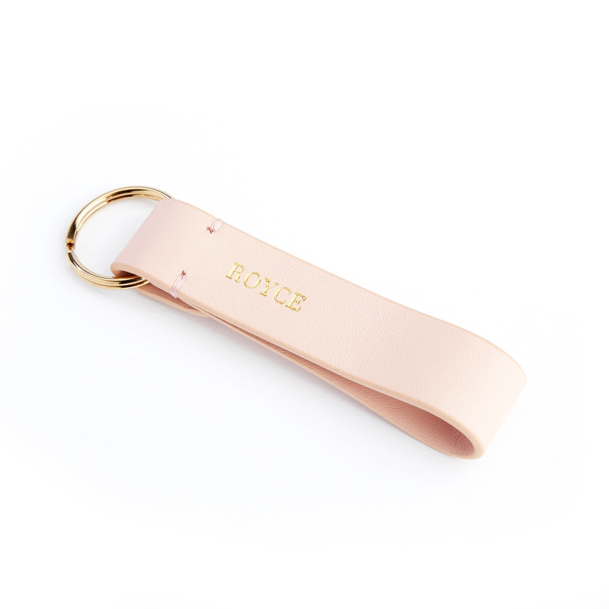 Royce New York Leather Loop Key Fob with Gold Hardware - Light Pink | Macy's
