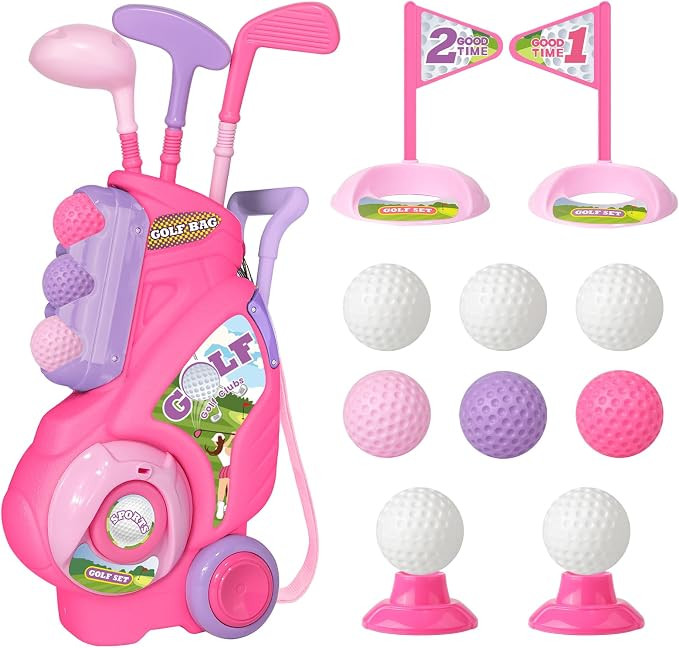 Toddler Golf Set for Girls Boys 1 2 3 4 Years Old, Upgraded Kids Golf Cart with 3 Clubs & 8 Balls... | Amazon (US)